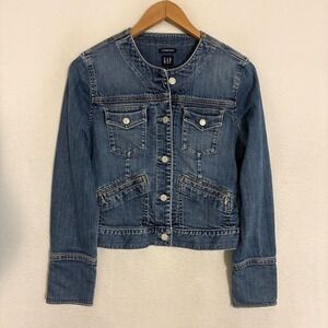 Vtg Y2K Gap Denim Jacket Womens Size S Medium Wash Jean Trucker Festival Boho